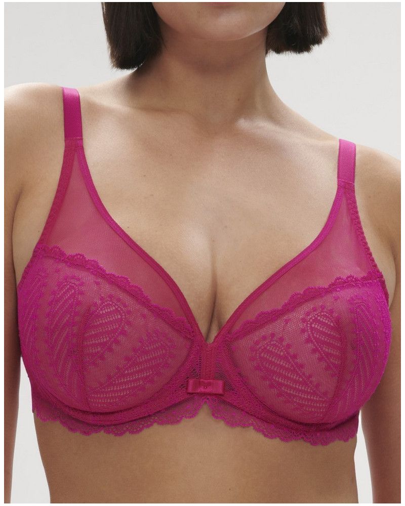 Underwired bra with plunging neckline Simone Pérèle Canopée (Rose Hibiscus)