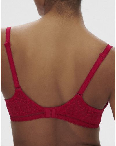 Moulded lace spacer bra with plunging neckline Simone Pérèle Comète (Rubis Rose)