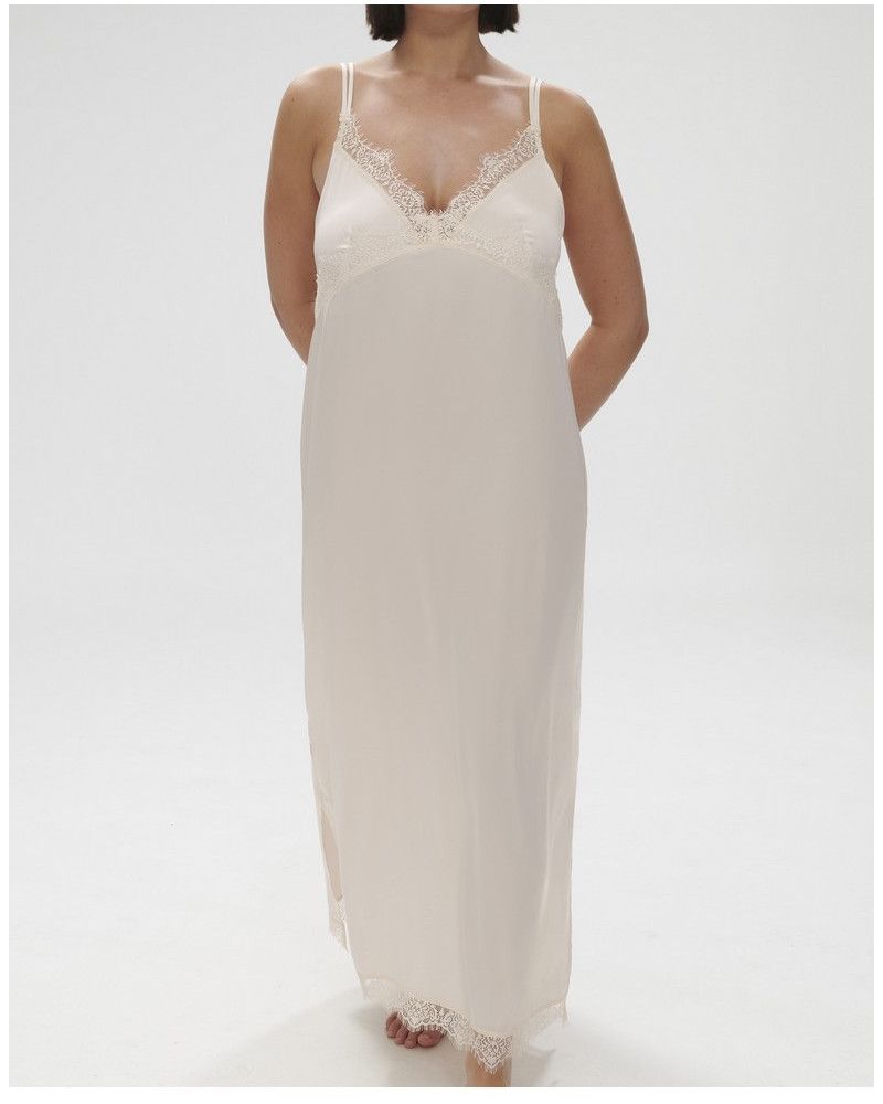 Long nightdress Simone Pérèle Satin Secrets (Rose Sakura)