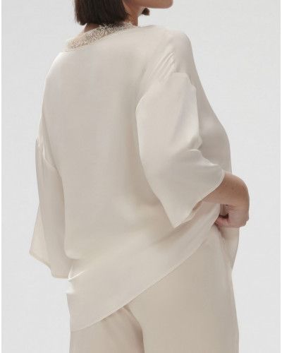 3/4 sleeve top Simone Pérèle Satin Secrets (Rose Sakura)