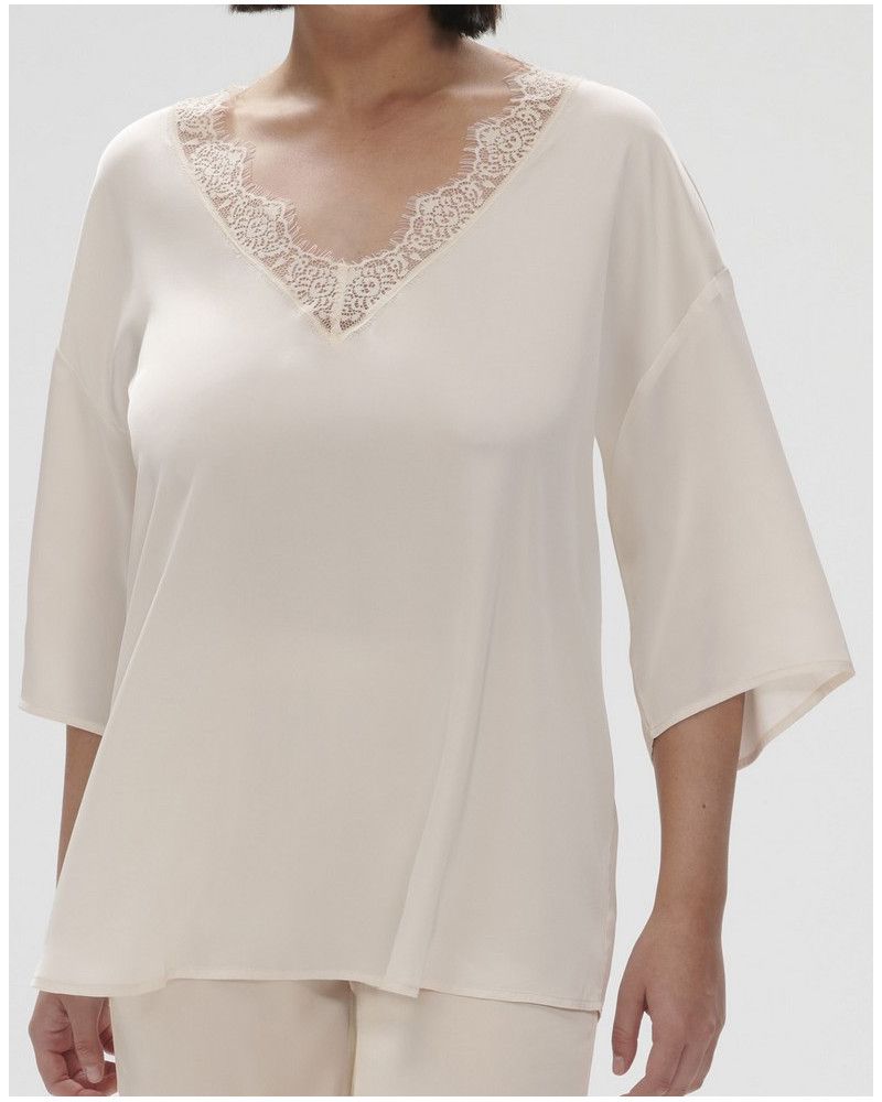 3/4 sleeve top Simone Pérèle Satin Secrets (Rose Sakura)