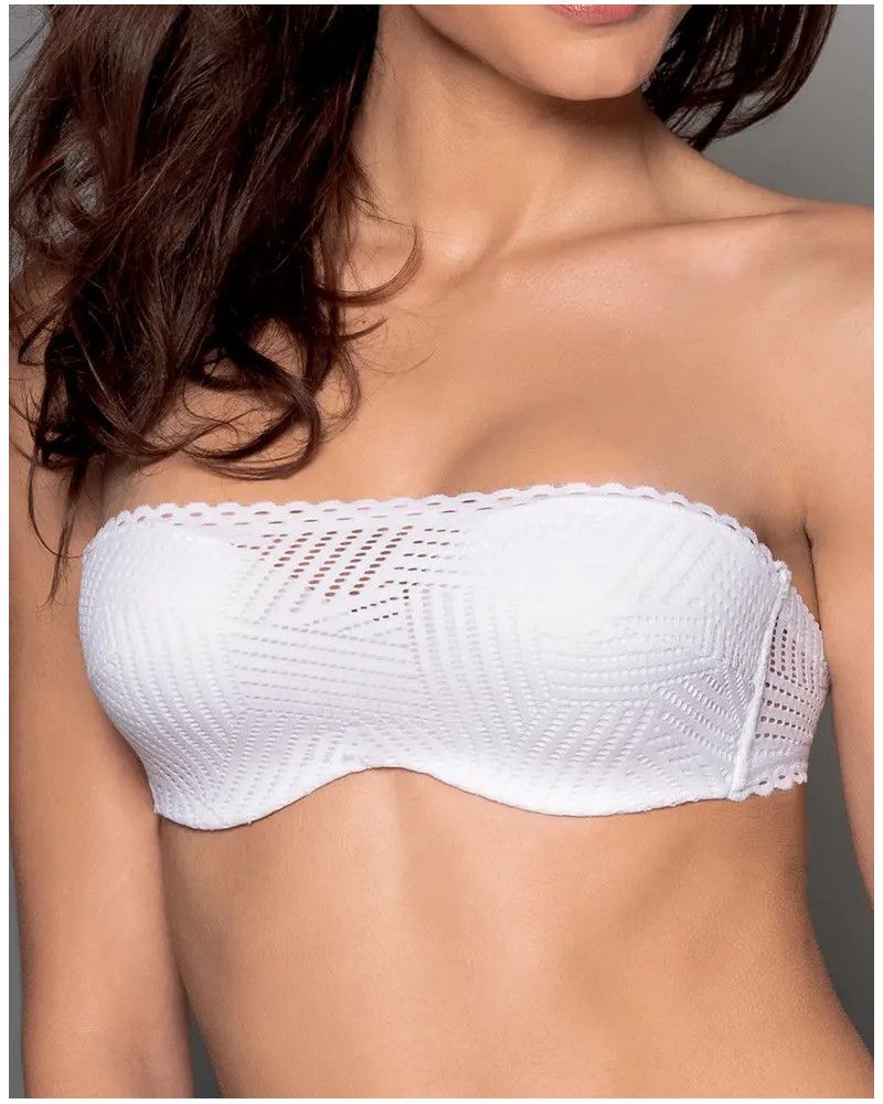 Strapless padded bra  Antigel Tressage graphic (Tressage Blanc)