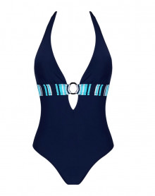 One-piece swimming costume support swimsuit Antigel L'Antigel Globe (Bleu Rayé)