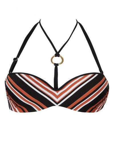 Soutien-gorge de bain bandeau coque Antigel L'Antigel Globe (Auburn Rayé)