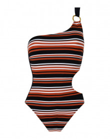 One-piece swimsuit single strap Antigel L'Antigel Globe (Auburn Rayé)