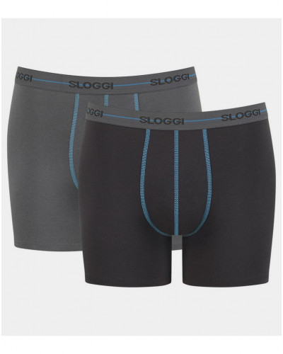 Pack of 2 Long Hipster Sloggi for Men Start (Dark Grey/Black)