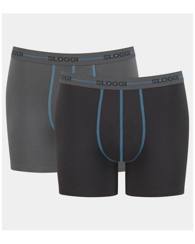 Pack of 2 Long Hipster Sloggi for Men Start (Dark Grey/Black)
