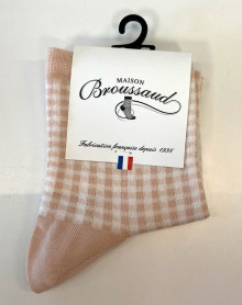 Chaussettes femme Maison Broussaud La Vichy (Blanchi/Rose)