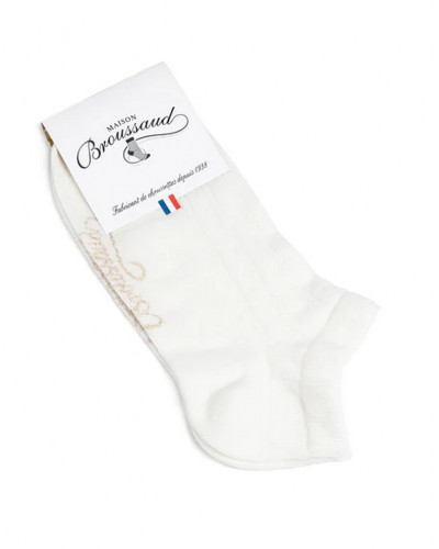 Calcetines de mujer en algodón Maison Broussaud Les Côtes Ajourées (Ecru)
