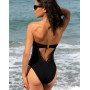 One-piece bandeau swimming costume with shell Lise Charmel Ajourage Couture (Black)