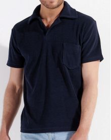 Short-sleeved terry cloth polo shirt HOM Sean (Marine)