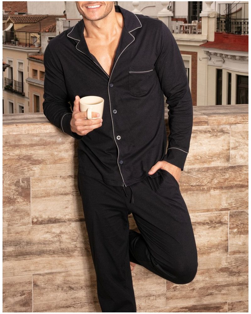 Pijama largo HOM Albert 100% algodón (Marine)