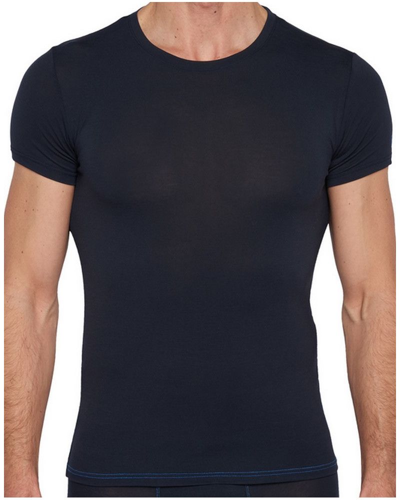 Round-neck Tencel Mariner T-shirt (Navy Blue)