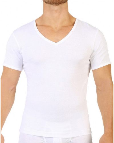 T-shirt col V 100% coton côte fine Edouard Mariner (Blanc)