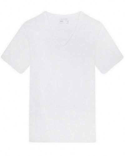 T-shirt col V 100% coton côte fine Edouard Mariner (Blanc)