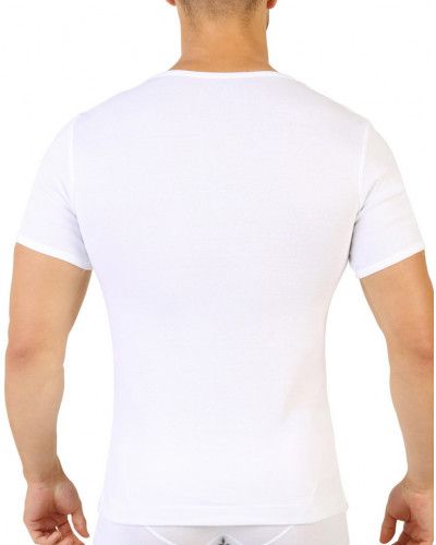 T-shirt col V 100% coton côte fine Edouard Mariner (Blanc)