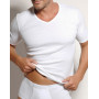 T-shirt col V 100% coton côte fine Edouard Mariner (Blanc)