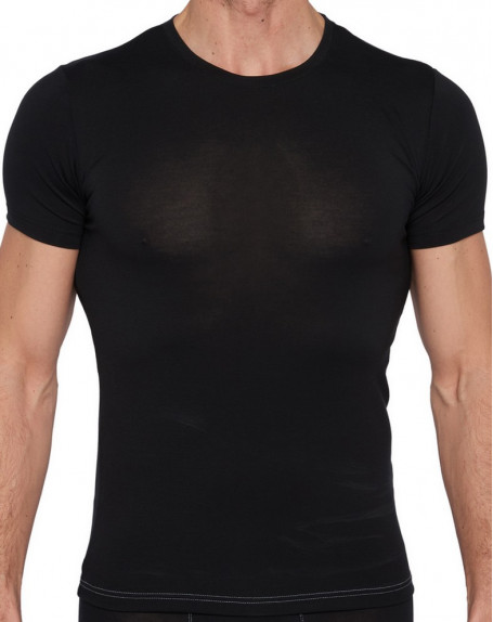 Camiseta cuello redondo de Tencel Mariner (Negro)