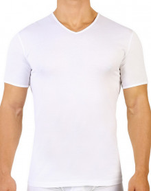 Camiseta de cuello en V 100% algodón jersey mercerizado Louis Mariner (Blanco)