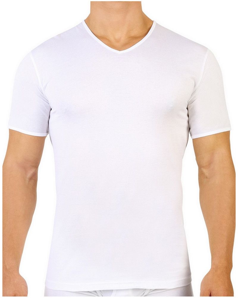 Camiseta de cuello en V 100% algodón jersey mercerizado Louis Mariner (Blanco)
