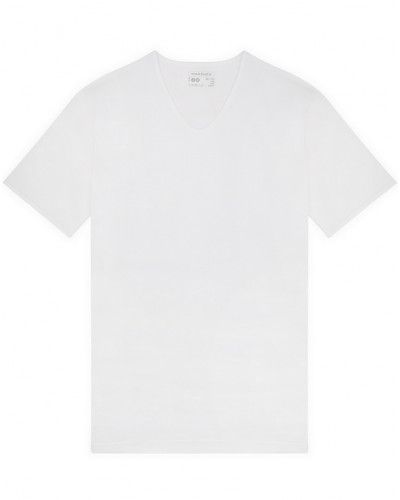 Camiseta de cuello en V 100% algodón jersey mercerizado Louis Mariner (Blanco)