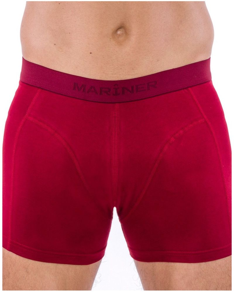 Shorty long in organic stretch cotton Mariner (Bordeaux)