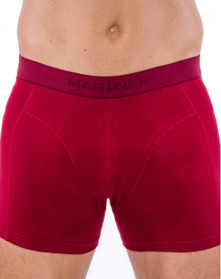 Shorty long in organic stretch cotton Mariner (Bordeaux)
