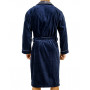 Long bicolour bathrobe 100% cotton terry velvet Mariner (Marine)