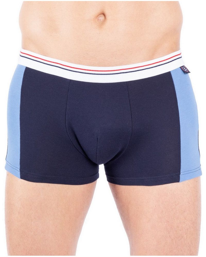 Shorty with bi-colored cutouts in piqué knit and organic cotton Mariner (Marine)