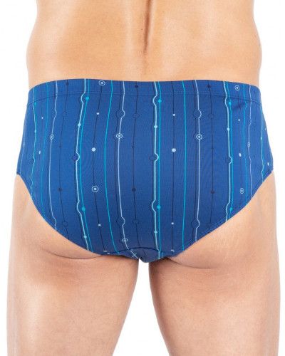 Set of 2 high-waisted briefs 100% mercerized jersey cotton Mariner (Bleu/Rouge)