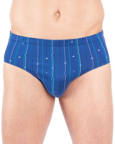 Set of 2 high-waisted briefs 100% mercerized jersey cotton Mariner (Bleu/Rouge)