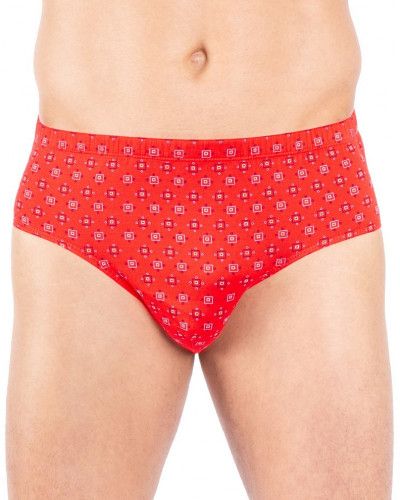 Set of 2 high-waisted briefs 100% mercerized jersey cotton Mariner (Bleu/Rouge)