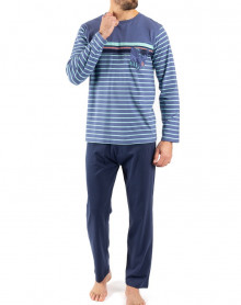 Pijama largo 100% jersey de algodón Mariner (Denim)