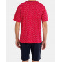 Men's short pyjama Massana Red print 100% Cotton (Multicolour)