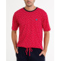 Pyjama court Homme Massana imprimé rouge 100% Coton (Multicolore)