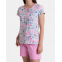 Pyjama manches courtes 100% Coton Massana Imprimé Plage Rose