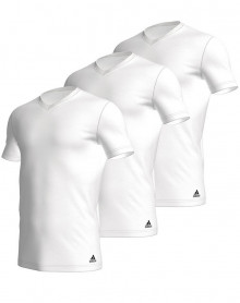 Pack of 3 Adidas 100% cotton V-neck t-shirts (White)