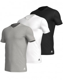 Pack of 3 Adidas 100% cotton V-neck t-shirts (Grey/White/Black)