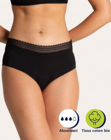 High-waisted menstrual panties Secret By Athena Organic cotton (Black)