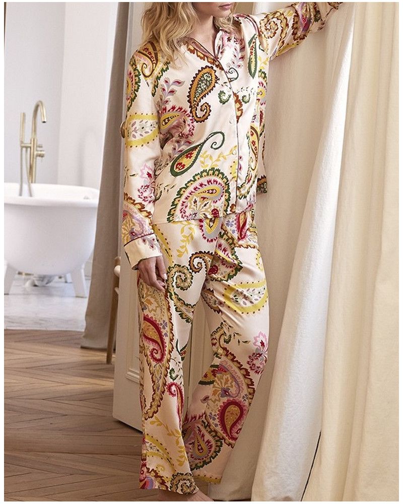 Pijama chaîne et trame Le Chat Allegra (Multicolor)