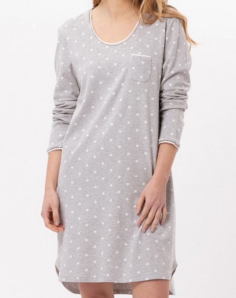 Chemise de nuit 100% Coton Le Chat Chamade (Gris Chiné)