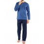 Pijama largo 100% algodón Jersey mercerizado Mariner (Bleu)