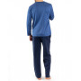 Pijama largo 100% algodón Jersey mercerizado Mariner (Bleu)