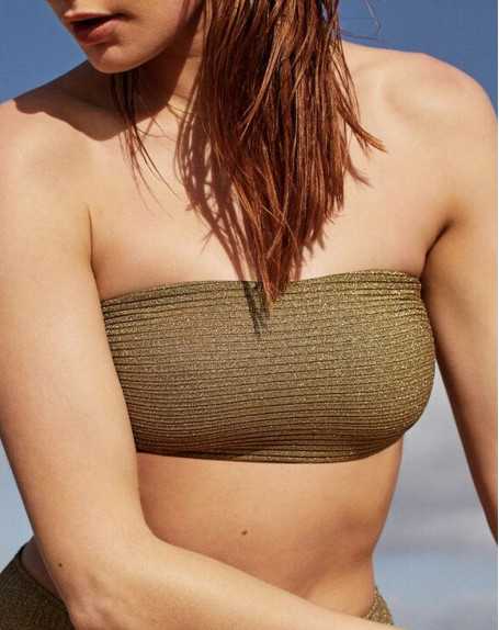 Padded strapless bikini top Marie Jo Bain Tinjis (Golden Olive)