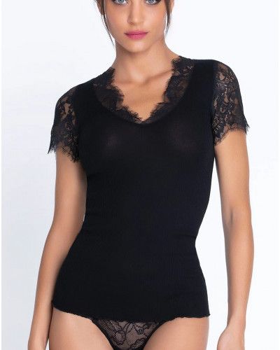 Camiseta mangas cortas lana y seda Lise Charmel Plaisir Caresse (Negro)