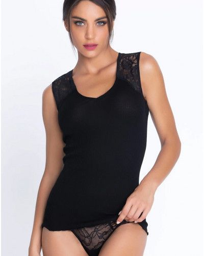 Camiseta sin mangas lana y seda Lise Charmel Plaisir Caresse (Negro)