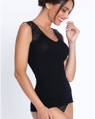 Camiseta sin mangas lana y seda Lise Charmel Plaisir Caresse (Negro)