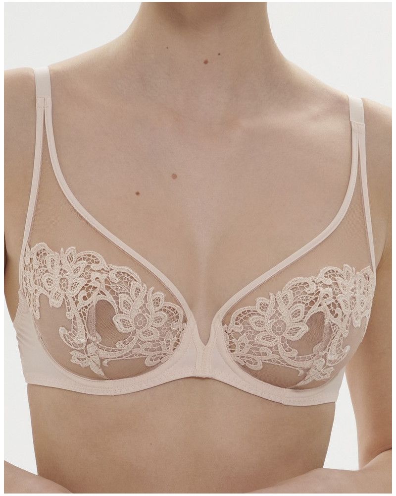 Plunging underwired bra Simone Pérèle Saga (Rose Nude)