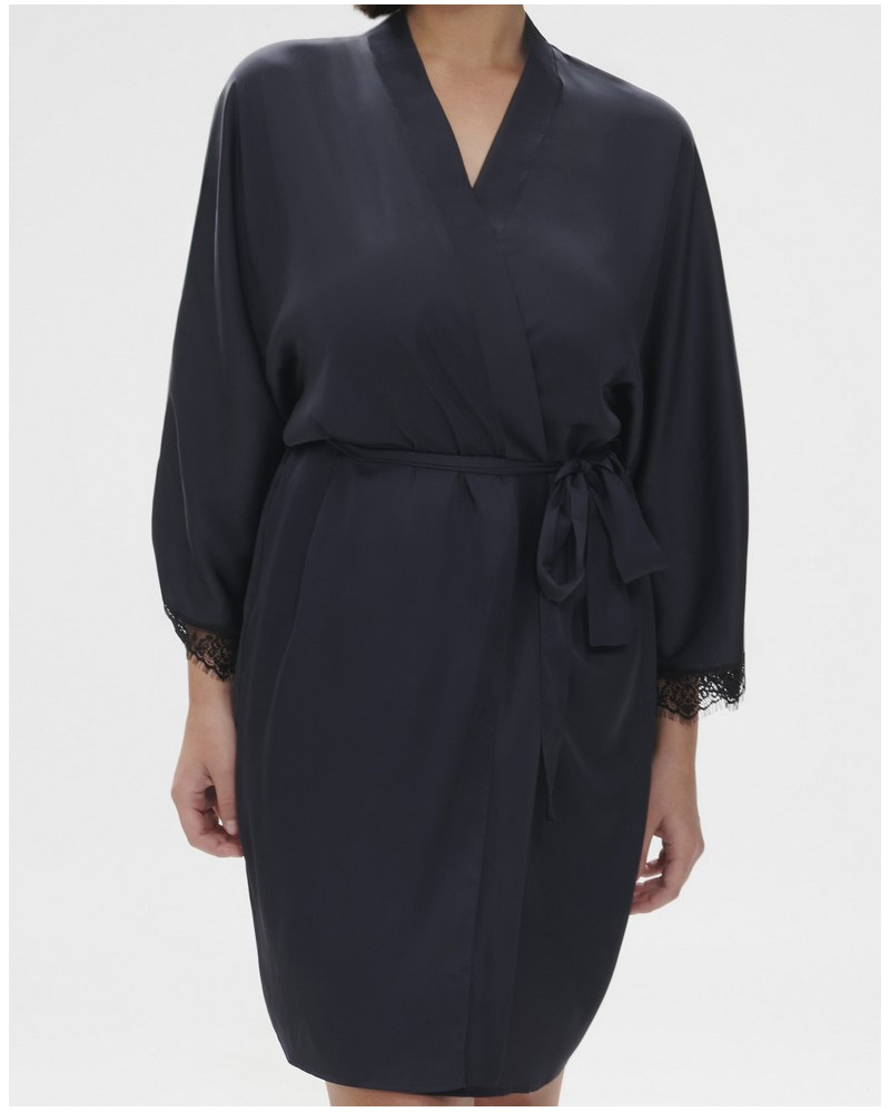 Kimono mi-long Simone Pérèle Satin Secrets (Pleine Lune)