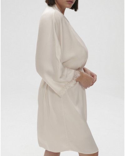 Mid-length kimono Simone Pérèle Satin Secrets (Rose Sakura)